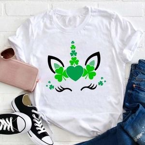Lucky Unicorn T-Shirt Happy St Patrick's Day Shirt, Clover Irish Shirt